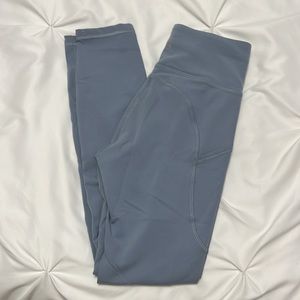 lululemon wunder train high rise with pockets size: 2 color: chambray (blue)